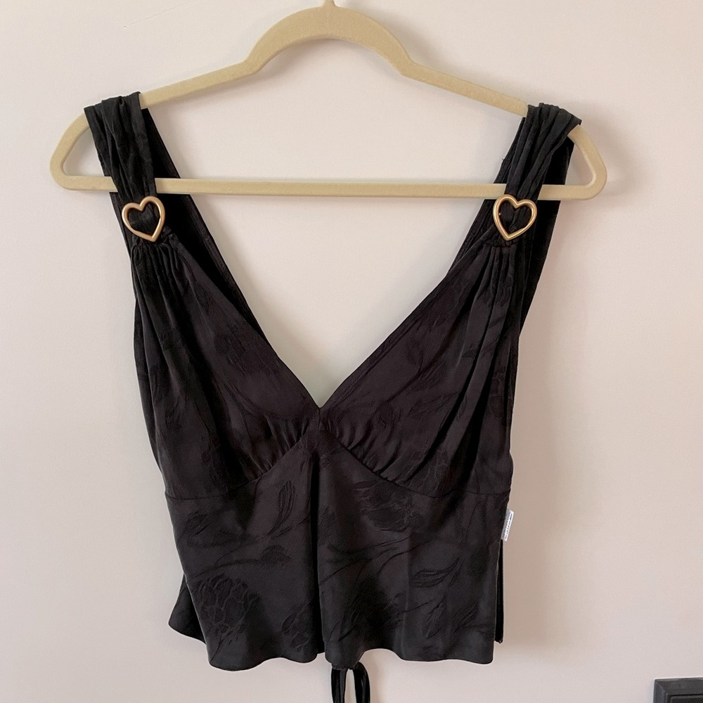 Rouje Black Silk Heart Tank NWT